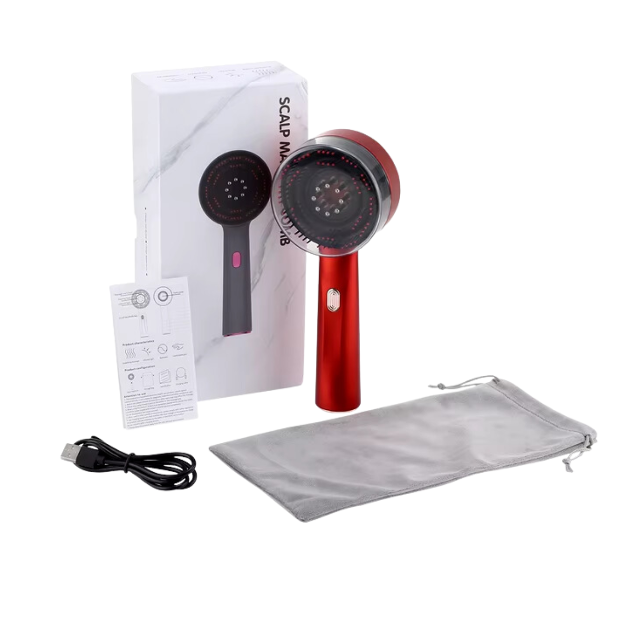 Caliora™ | Peine eléctrico para masaje del cuero cabelludo – Luz roja y aplicador de aceite – Anticaída y crecimiento capilar