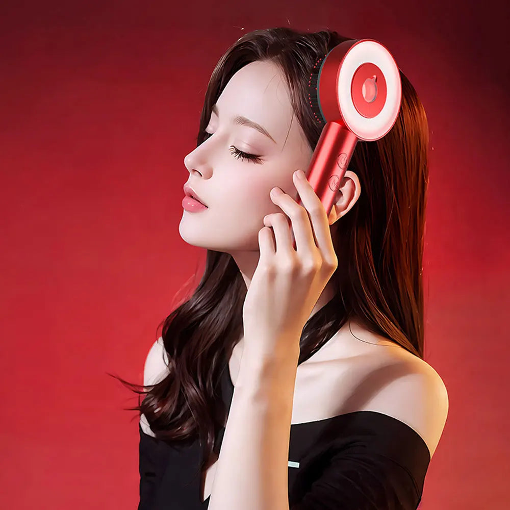 Caliora™ | Peine eléctrico para masaje del cuero cabelludo – Luz roja y aplicador de aceite – Anticaída y crecimiento capilar