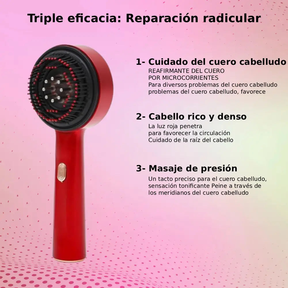 Caliora™ | Peine eléctrico para masaje del cuero cabelludo – Luz roja y aplicador de aceite – Anticaída y crecimiento capilar