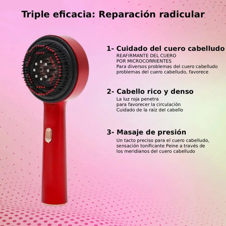 Caliora™ | Peine eléctrico para masaje del cuero cabelludo – Luz roja y aplicador de aceite – Anticaída y crecimiento capilar