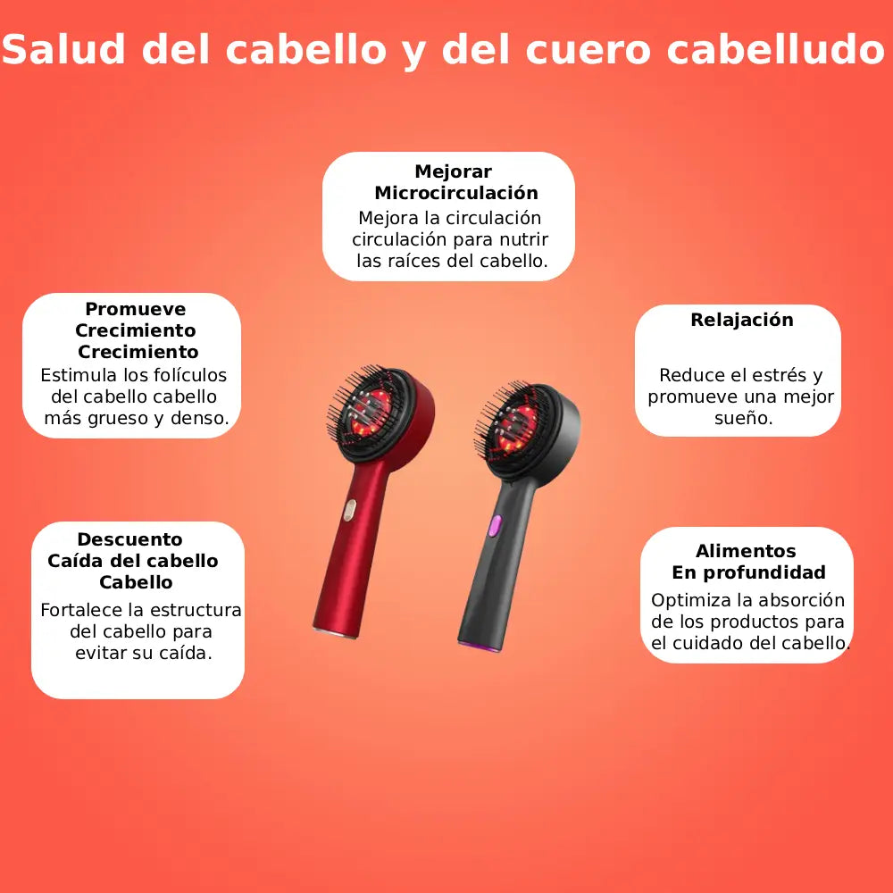 Caliora™ | Peine eléctrico para masaje del cuero cabelludo – Luz roja y aplicador de aceite – Anticaída y crecimiento capilar